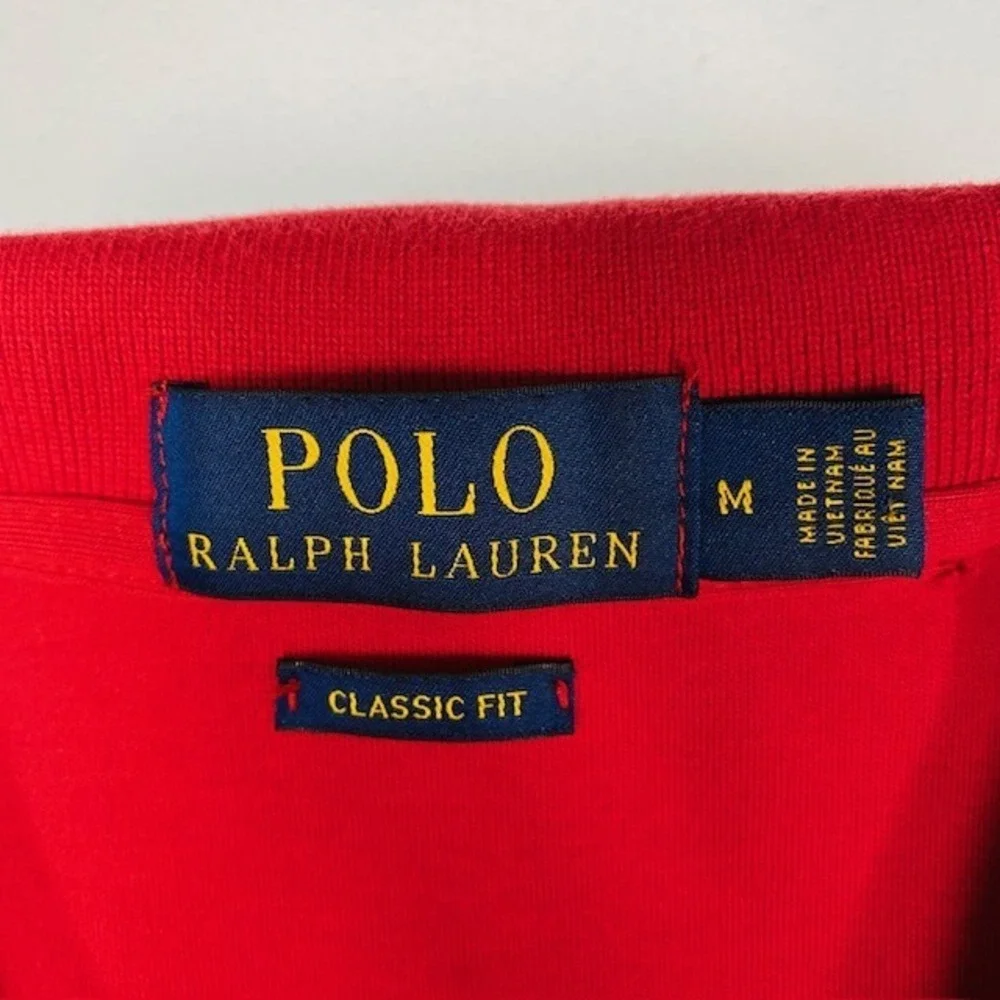 Polo Ralph Lauren Mens Classic Fit Red Short Sleeve Pique Polo Shirt Size Medium